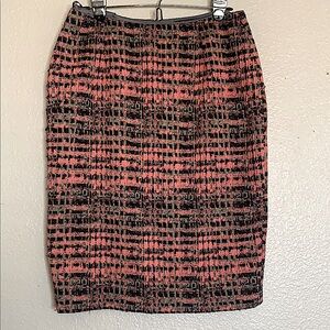 Helene Berman Pink and Black Knee-Length Pencil Skirt